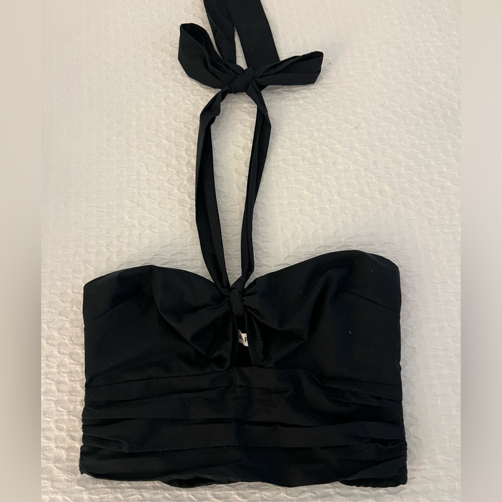 Black Criss Cross Halter Crop Top